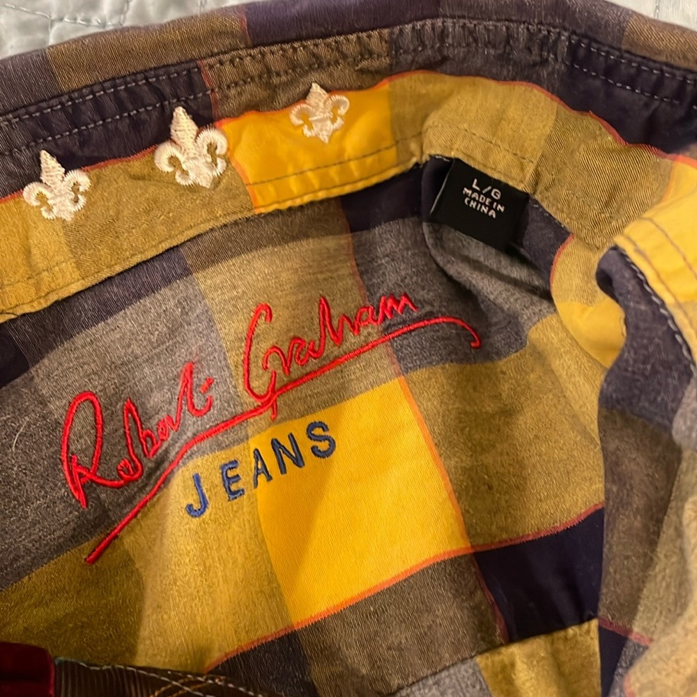 Robert Graham blue and yellow button down